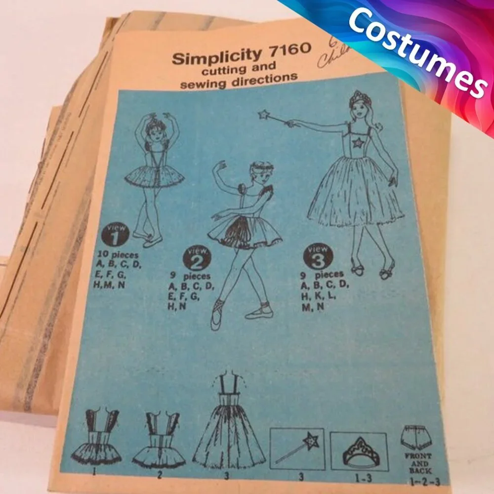 Simplicity 7160 sewing pattern Child size 6 Ballerina, Sugar Plum Fairy